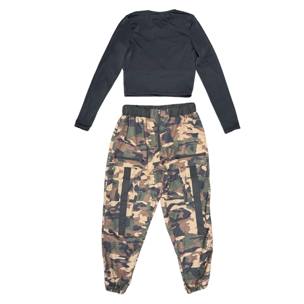Weissman Balera Hip Hop Costume Set Black Crop Top + Camo Jogger Pants LA - Picture 11 of 14